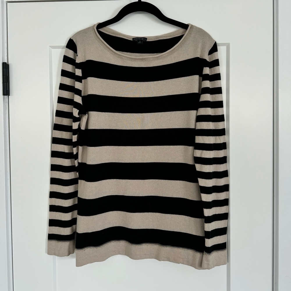 Lafayette 148 New York | Women’s Striped Scoop Neck Sweater Top | Size L